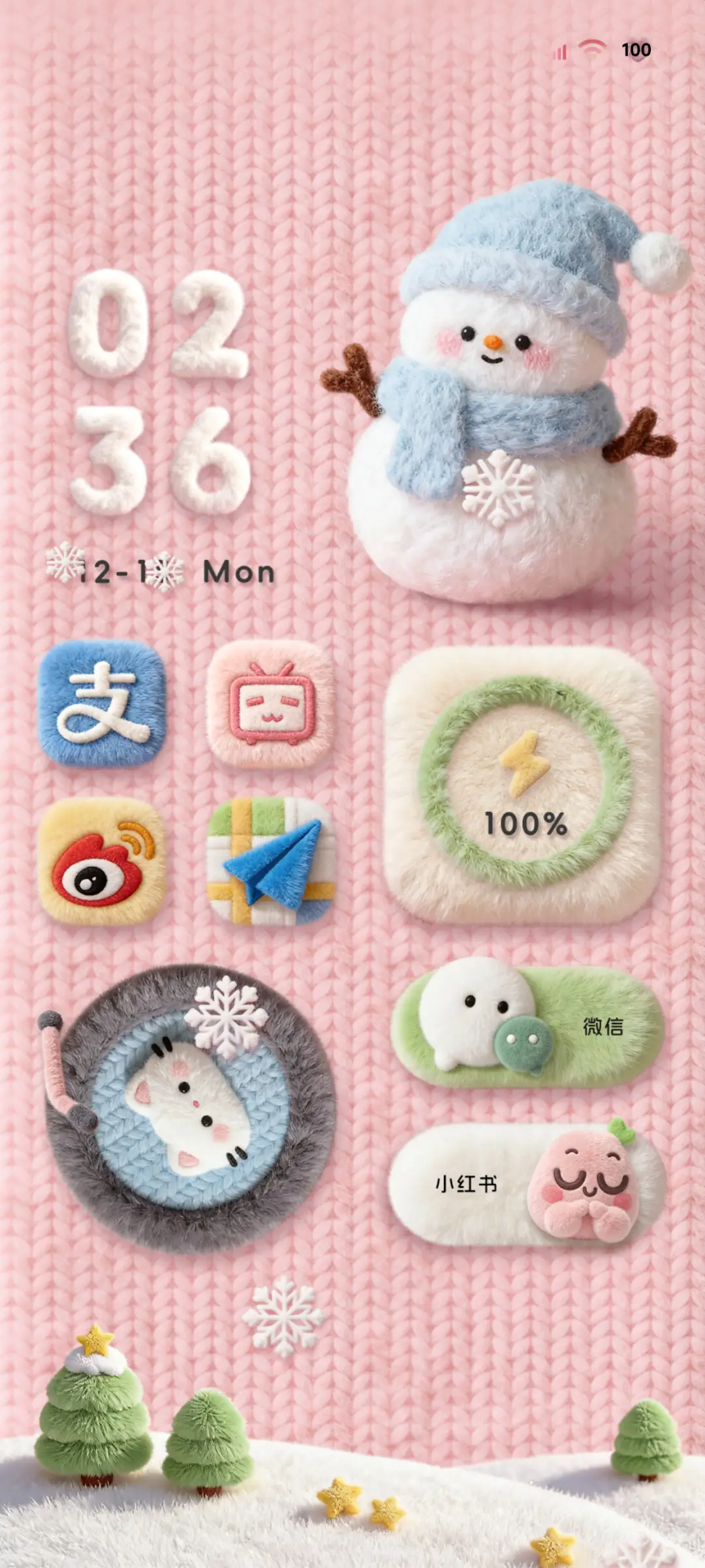 针织毛绒雪人大图标