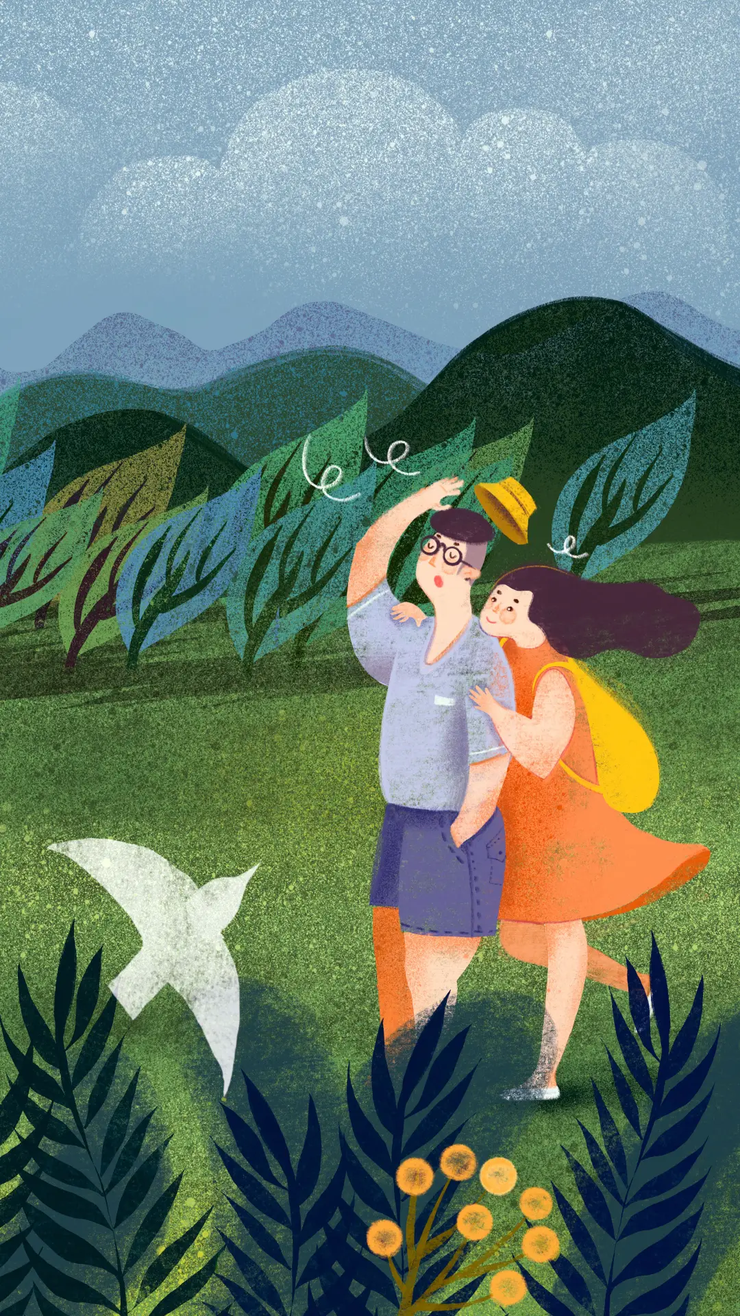 情侣插画-视觉中国